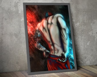 Cyberhunk Bionic Sexy Muscle Man Art Shirtless Man Art Muscle Wall Decor Futuristic Poster Cyberpunk Art
