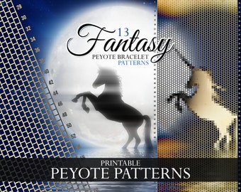 High Fantasy Peyote Cuff Bracelet Patterns 11/0 Miyuki Delica Seed Beads Printable & Ready to Print for 8.5x11" and 11" x 17" Beadweaving