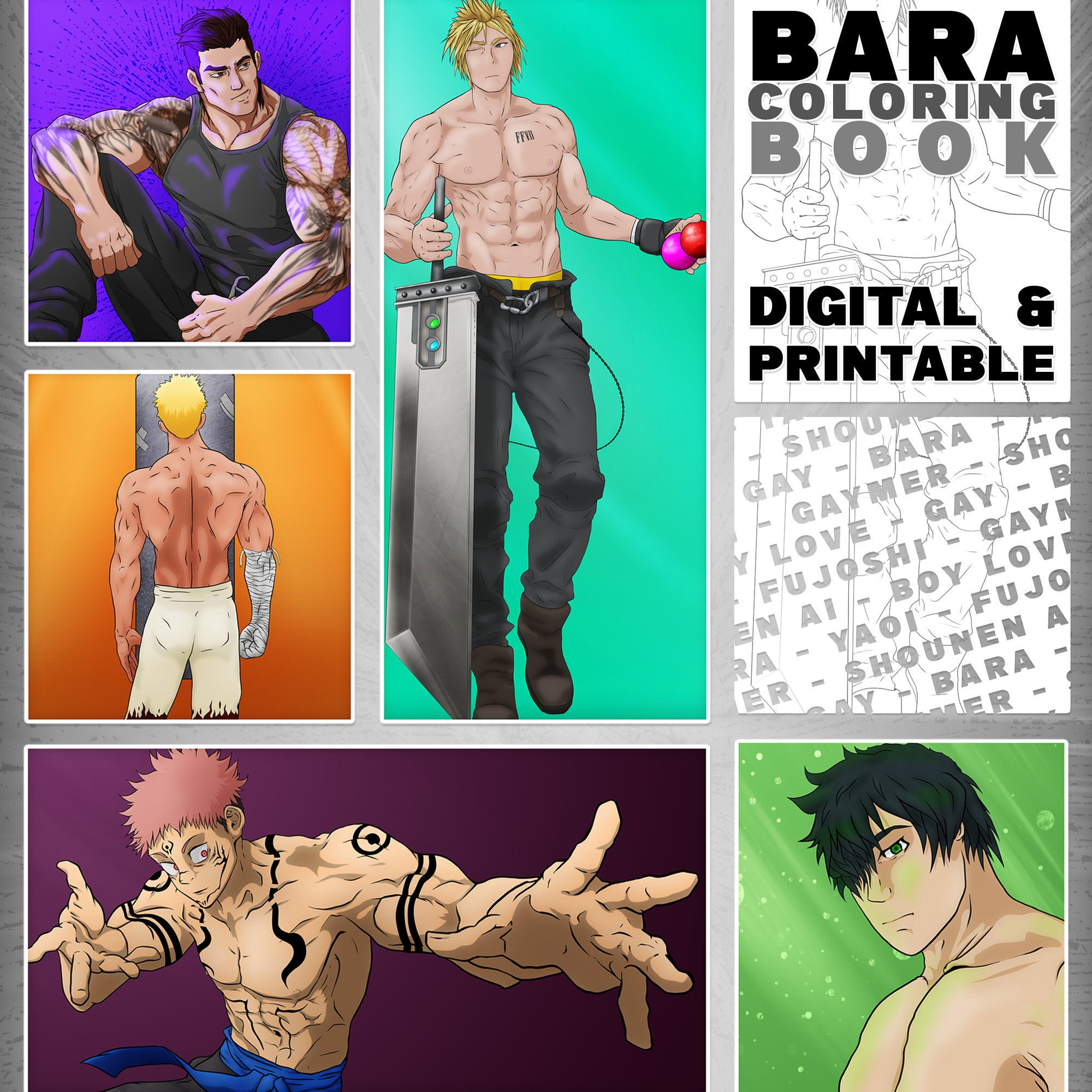 Bara Coloring Book for Yaoi, Fujoshi, Blshounen Ai and Gaymer Fans - Etsy  Canada