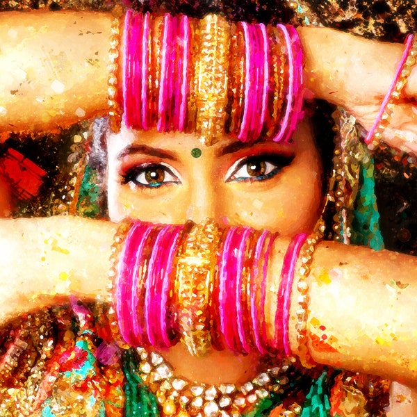 Impression d'art Bollywood, impression de peinture indienne, impression de danse indienne, décoration murale et impression de mariage indien, décoration murale Bollywood