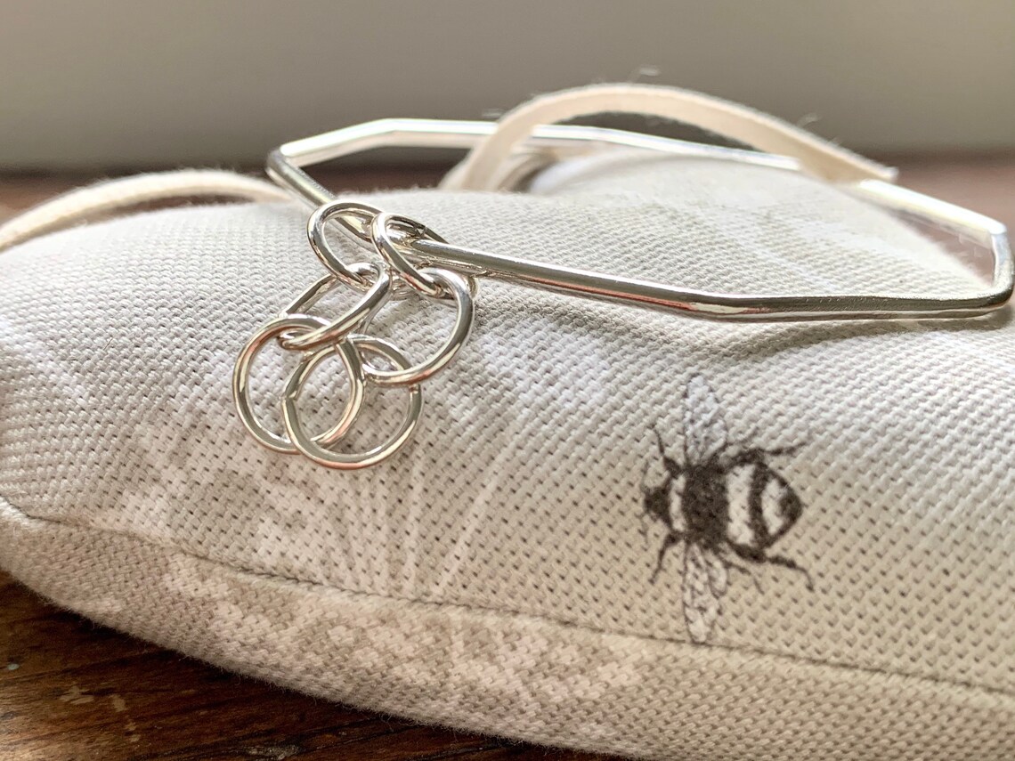 Sterling Silver Octagon Bangle with Chain Link Etsy