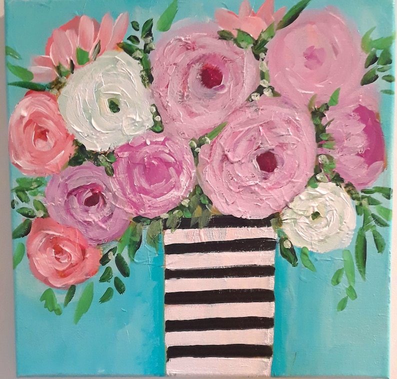 Floral,painting Original painting spring promise still life shabby chic cottage art