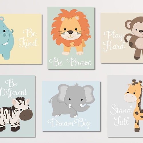 Zoo Animal Nursery Wall Art Zoo Animal Prints or Canvas Baby Etsy