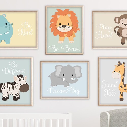 Zoo Animal Nursery Wall Art Zoo Animal Prints or Canvas Baby Etsy
