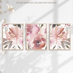 Blush Pink Wall Art Watercolor Flowers Prints or Canvas - Etsy