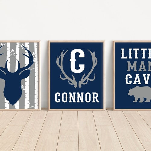 Deer Wall Art Baby Boy Nursery Decor Deer Antler Rustic Etsy