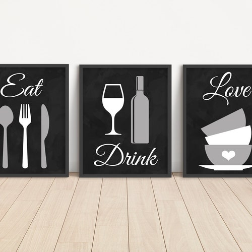 Eat Drink Love Kitchen Wall Art Eat Drink Love Prints or Etsy
