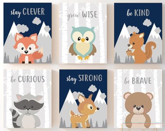 woodland animal canvas wall art