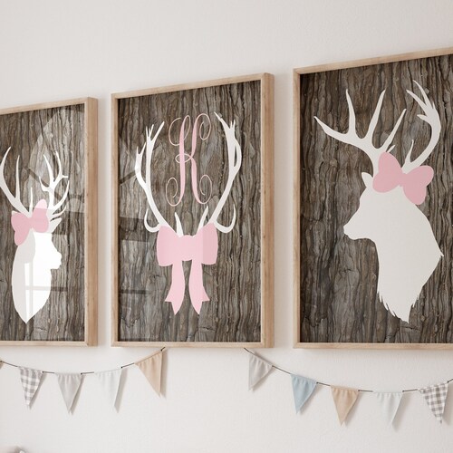 Girl Deer Nursery Decor Girl Deer Wall Art Prints or Canvas Etsy
