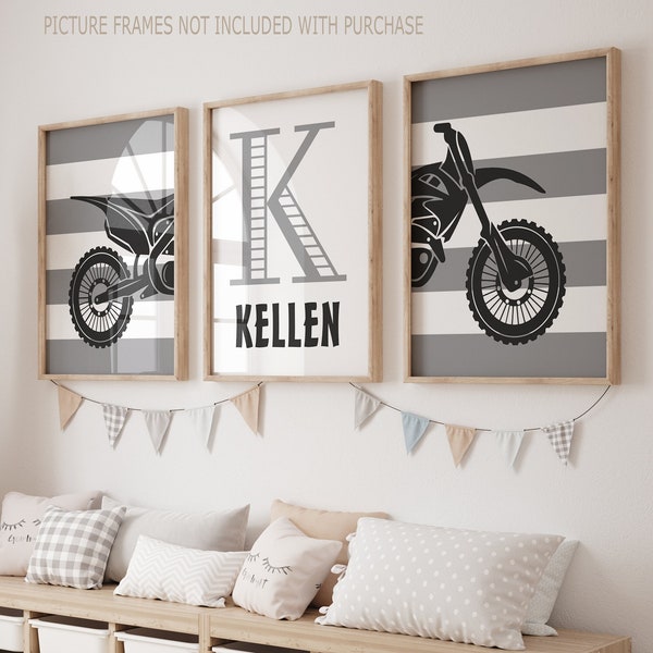 Dirt bike room decor, Dirt bike bedroom wall art, Boys Printable dirt bike racing prints for boys room, Set of 3 printable wall art