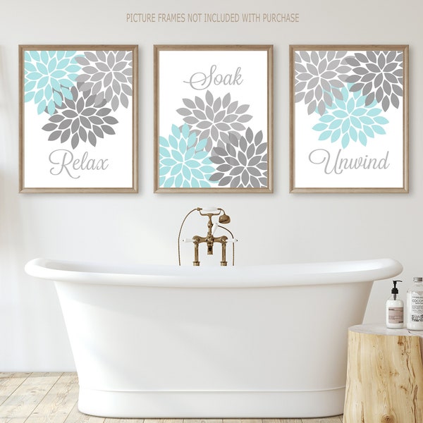 Aqua Gray Bathroom Etsy