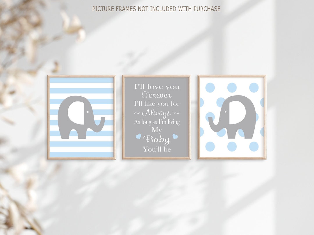 Elephant Nursery Wall Art Baby Boy Nursery Decor Elephant - Etsy