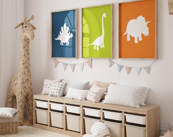 Set of 3 Dinosaur Prints, Little Boys Room Decor