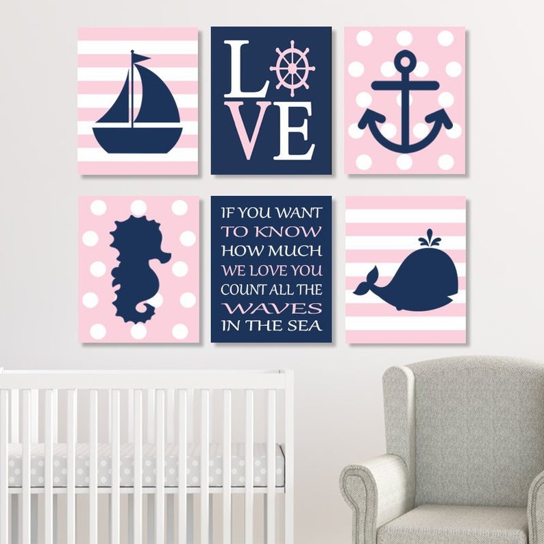 Nautical Nursery Decor Nautical Nursery Art Girl Nautical Etsy
