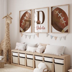 Football Nursery Decor, Vintage Football Print For Boys Football Bedroom Decor, Football Nursery Theme, Sports Prints or Canvas, Set of 3 image 1