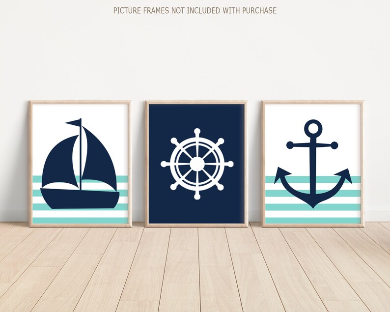 Nautical Nursery Wall Art Boy Nautical Nursery Decor Prints Etsy