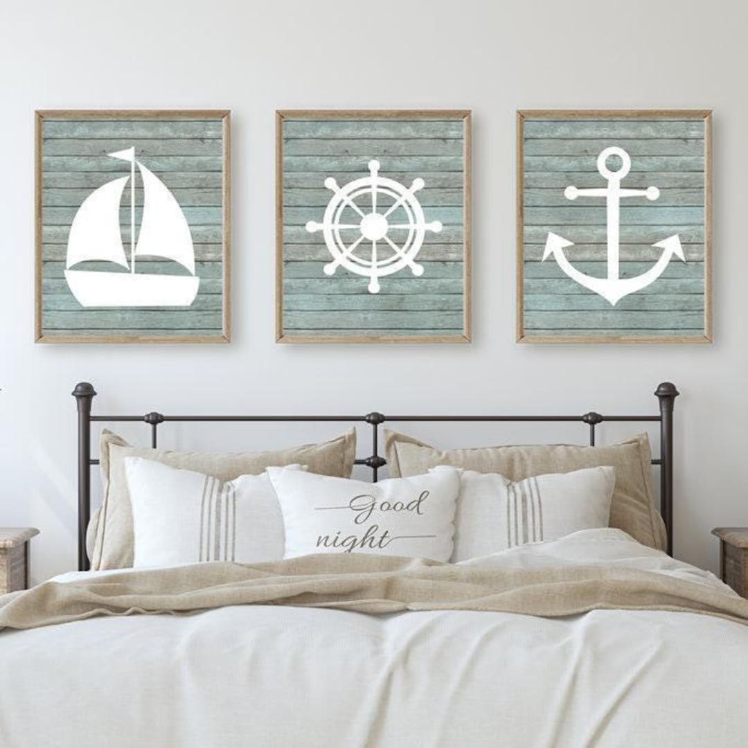 Nautical Nursery Decor Prints, Coastal Beach House Wall Art, Set of 3 ...