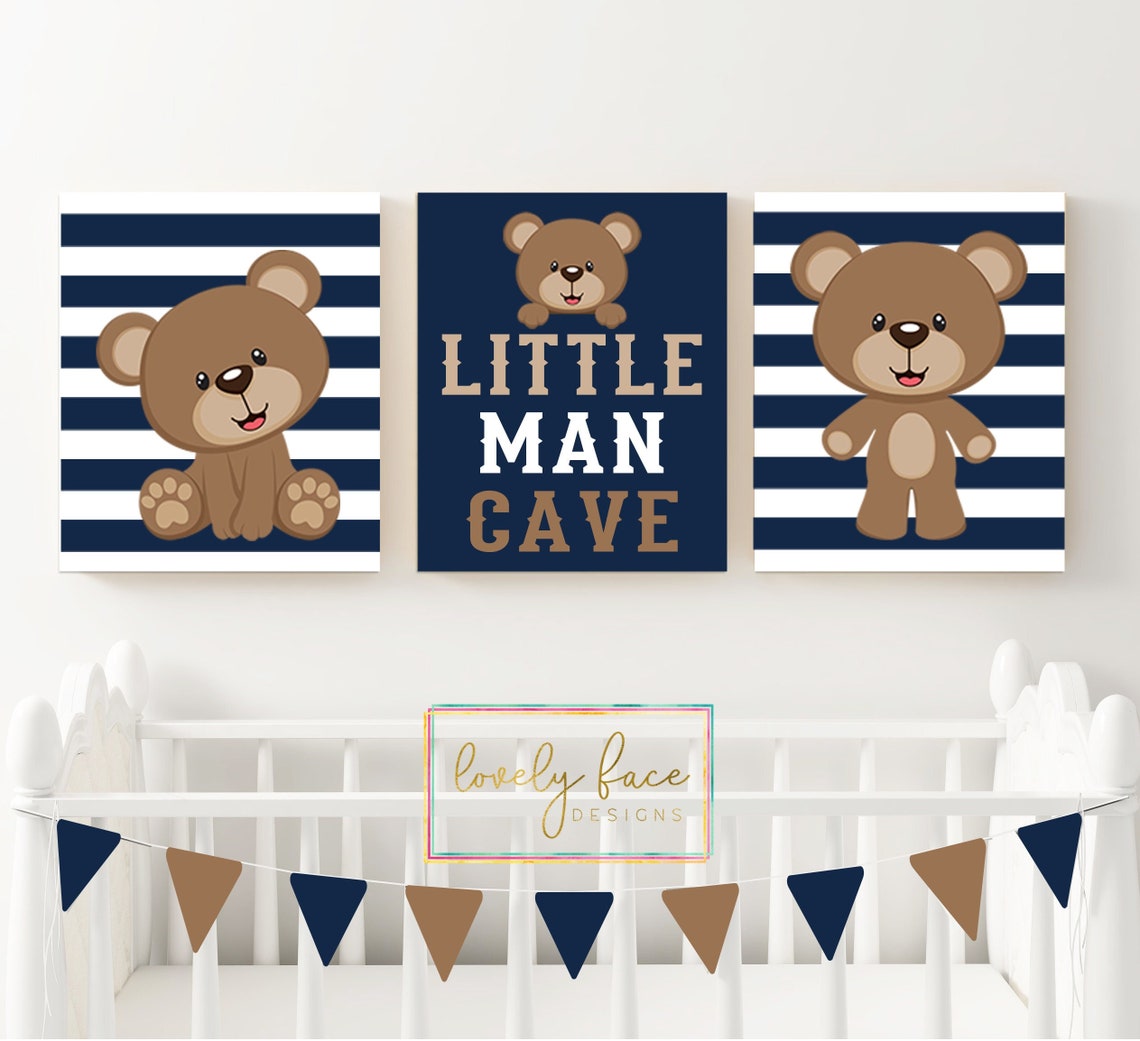 Boy Bear Wall Art Baby Boy Nursery Decor Boy Bear Bedroom - Etsy