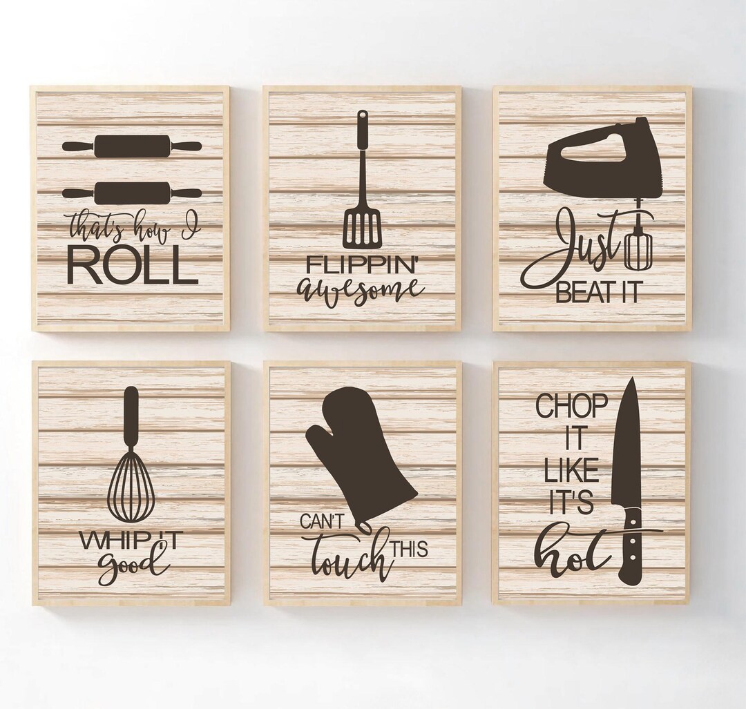 Kitchen Quote Wall Art, Funny Utensil Wall Decor, Prints or Canvas Just ...