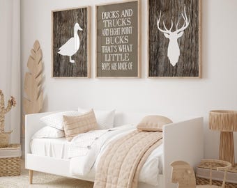 Rustic Nursery Wall Art, Prints or Canvas, Duck Nursery Art, Deer