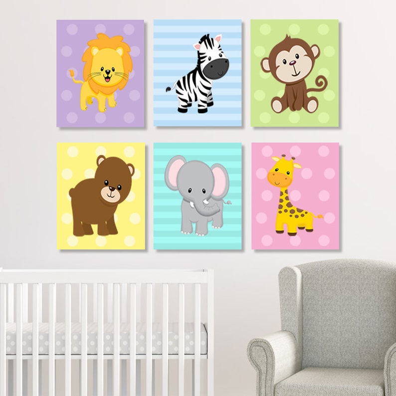 JUNGLE Nursery Wall Art Jungle Animals Nursery Decor Prints Etsy