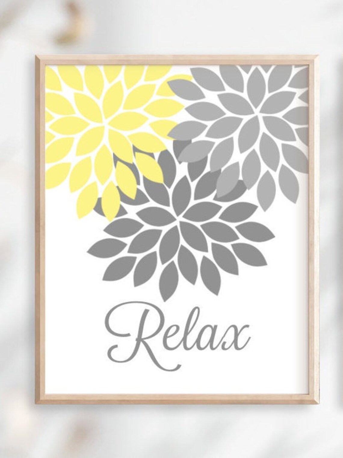 Yellow Gray BATHROOM Decor Bathroom Wall Art Relax Soak - Etsy