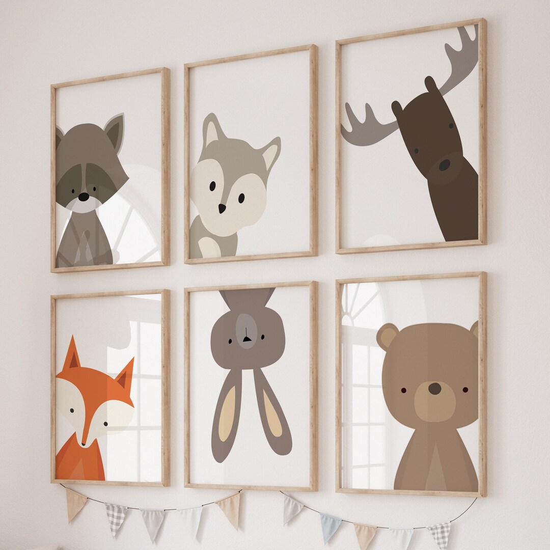 Woodland Animal Nursery Prints: Set of 6 Unframed Fine Art Prints 6P - Etsy