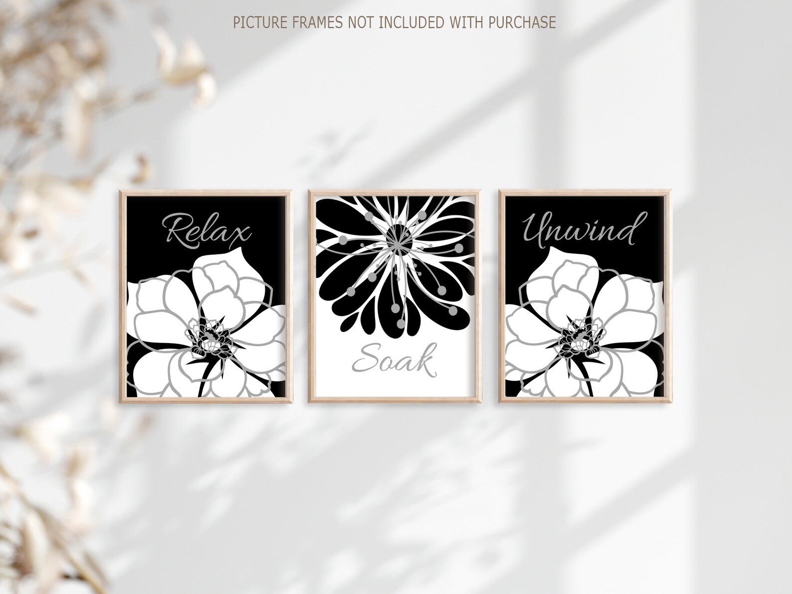 Gray Bathroom Wall Art Prints or Canvas Relax Soak Unwind Etsy