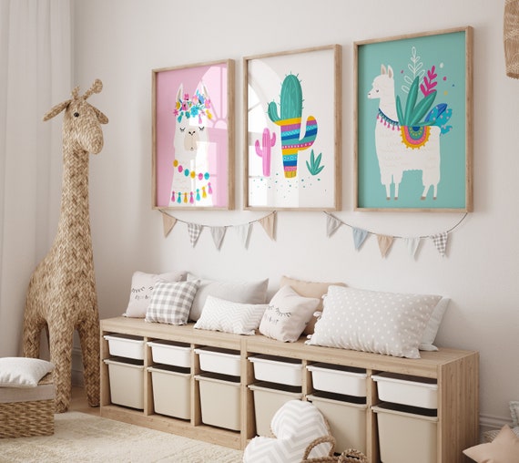 Boho Nursery Decor Girl Llama Nursery Wall Art Llama Nursery