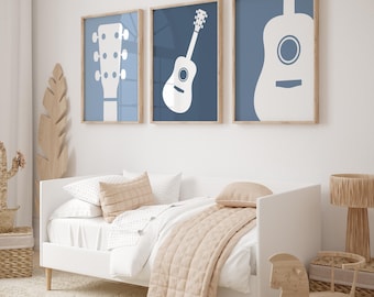 Guitar Nursery Prints: Rock and Roll Theme, Set of 3