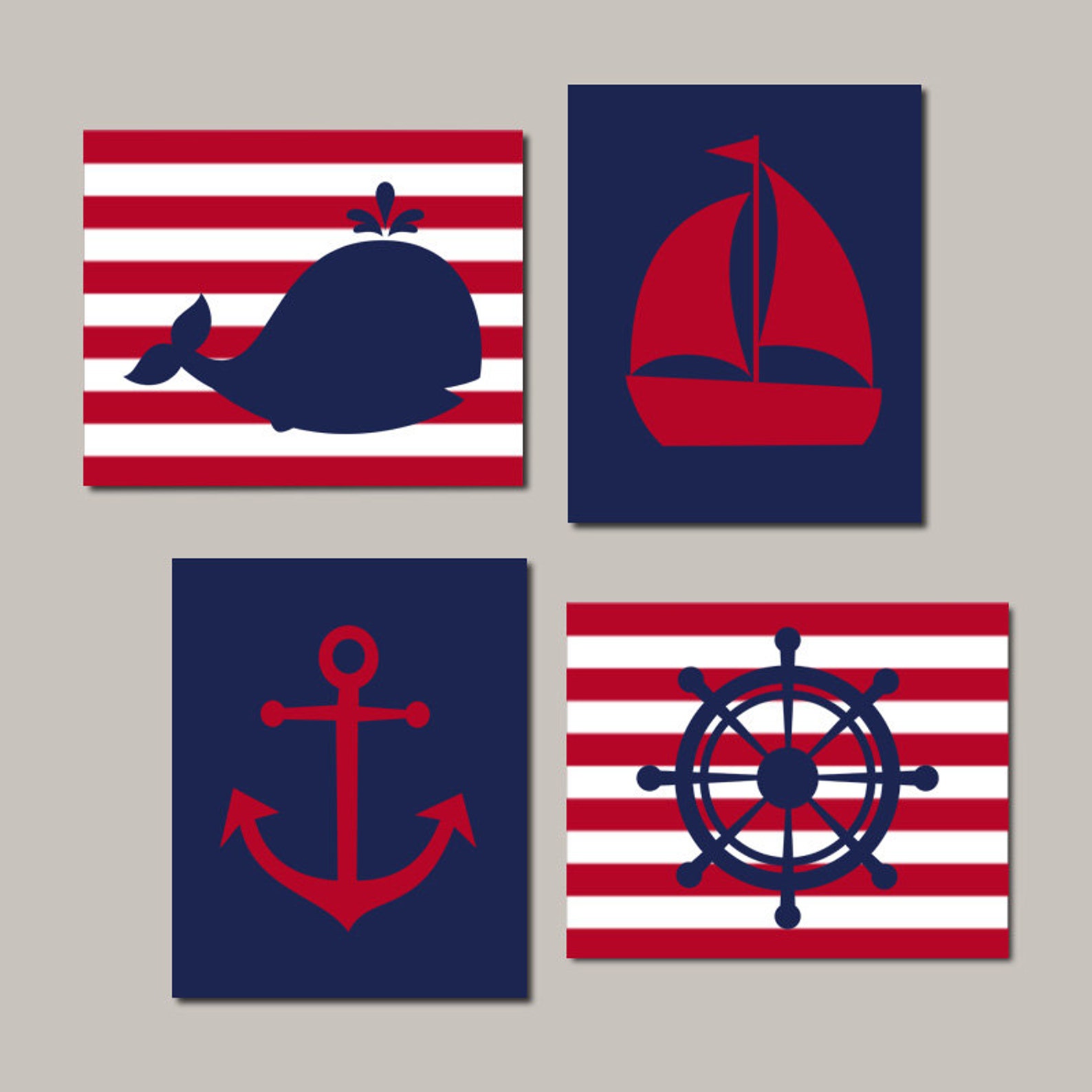Nautical Nursery Wall Art Navy Gray Nursery Boy Nursery Etsy