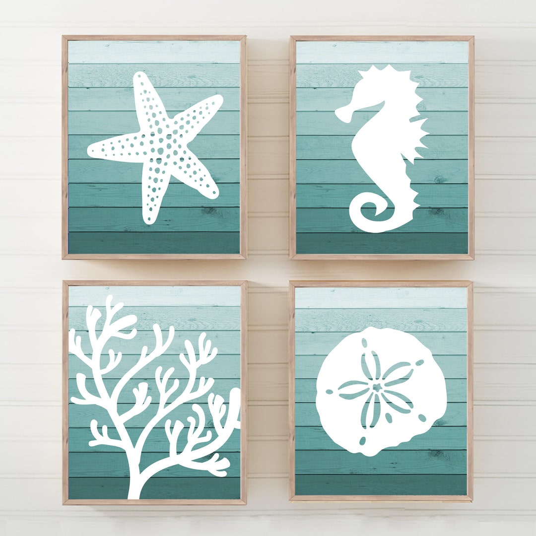 Beach Bathroom Wall Art, Ombre Beach Prints or Canvas Nautical Bathroom ...