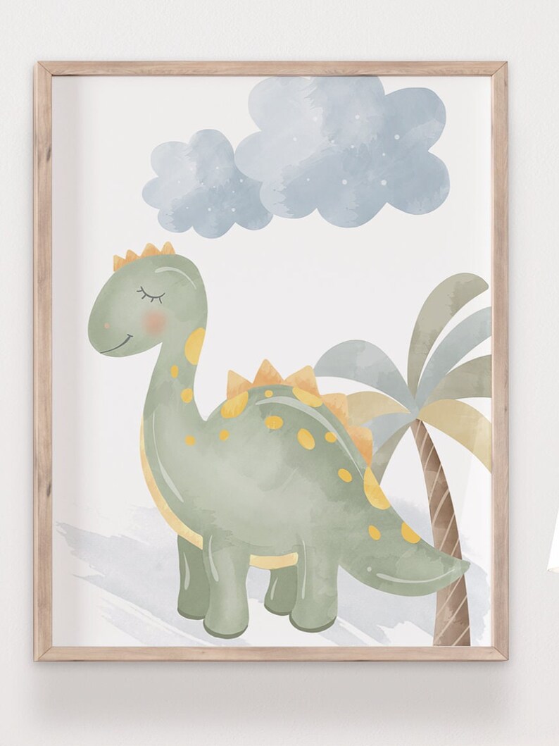 Watercolor Dinosaur Wall Art Dinosaur Prints for Boys Room Etsy