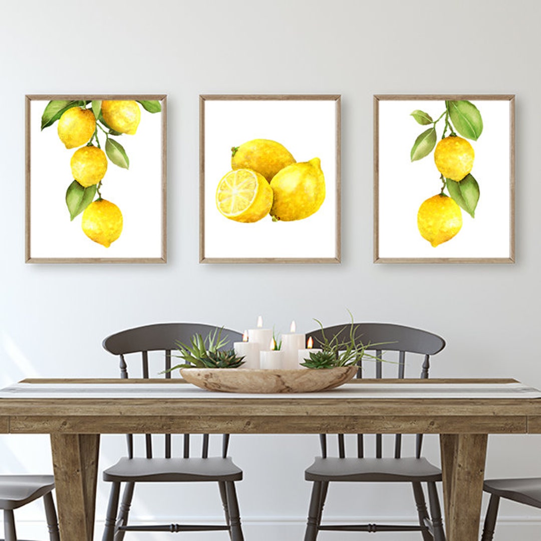 Lemon Kitchen Decor, Lemon Art, Lemon Prints or Canvas, Lemon Wall ...