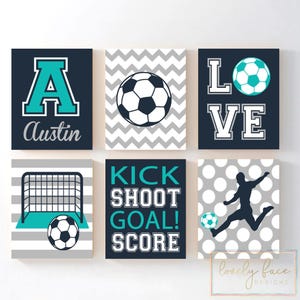 Boy Soccer Wall Art, Soccer Decor, Prints or Canvas, Sports Theme Boy Bedroom Wall Decor, Boy Sports Room Decor, Soccer Artwork, Set of 6