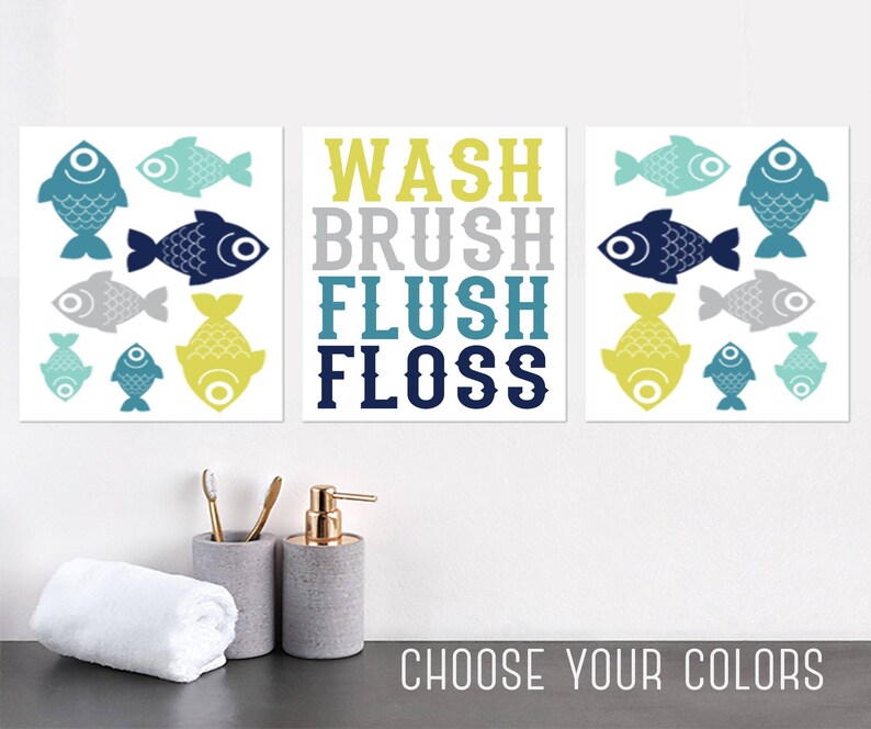 Fish Bathroom Decor Fish Bathroom Prints or Canvas Kid Child Etsy