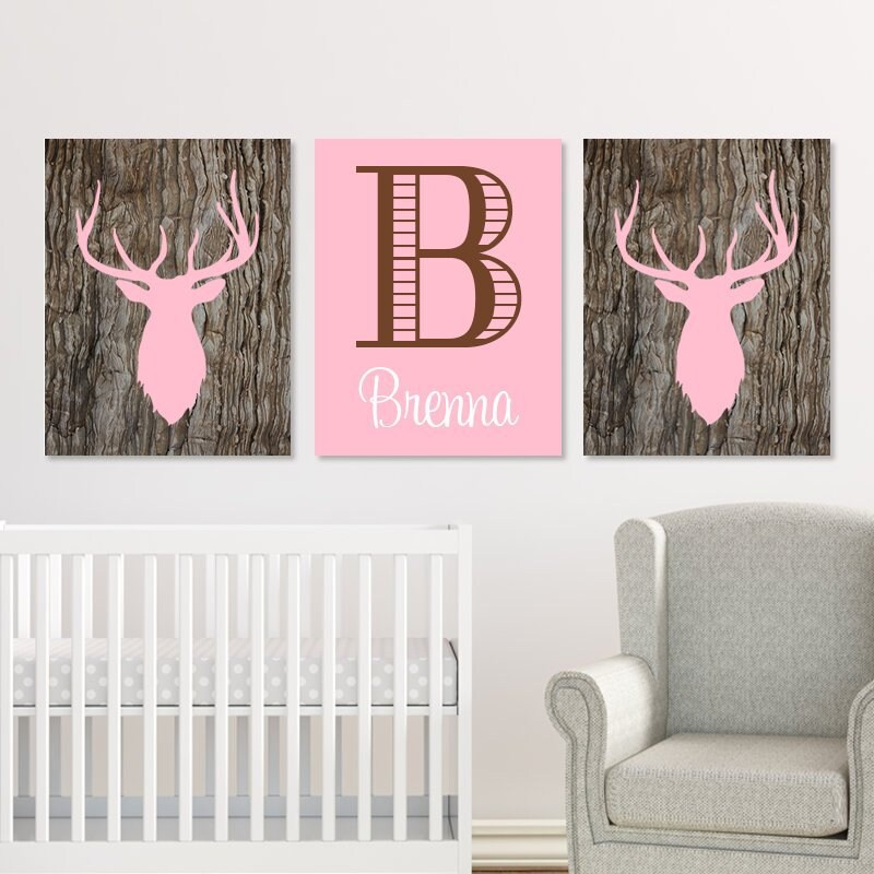 Girl Deer Nursery Decor Girl Deer Wall Art Girl Nursery Etsy