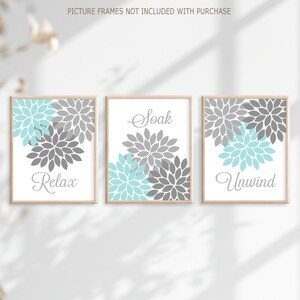 Turquoise Gray Bathroom Decor, Bathroom Wall Art, Prints or Canvas ...