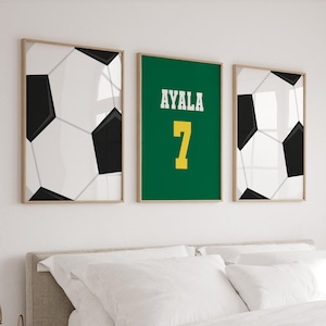 Soccer Prints Wall Art, Soccer Gifts For Boys Room, Personalized Soccer Nursery Prints, Soccer Canvas Prints, Teen Boy Sports Room, Set of 3