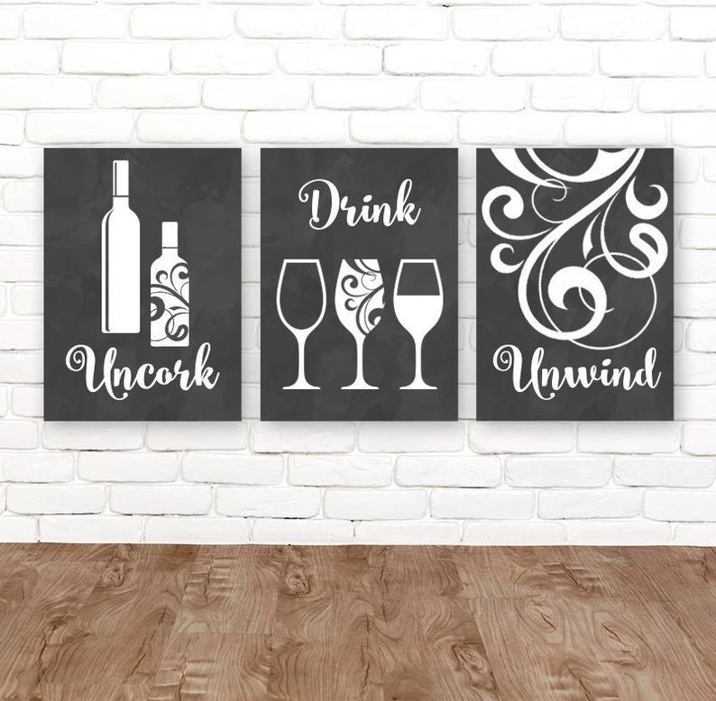 Wine Wall Art Wine Bar Decor Wine Prints or Canvas Wine Etsy