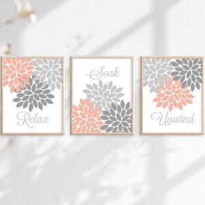 Purple Flower Bathroom Wall Art, Purple Flower Bathroom Decor Prints or Canvas Relax Soak Unwind Quote, Purple Bathroom Quotes, Set of 3 bild 8