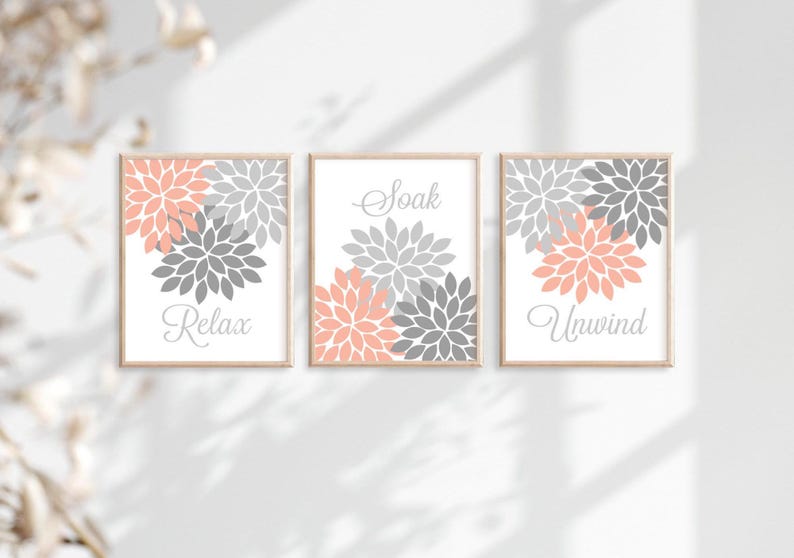 Purple Flower Bathroom Wall Art, Purple Flower Bathroom Decor Prints or Canvas Relax Soak Unwind Quote, Purple Bathroom Quotes, Set of 3 bild 8