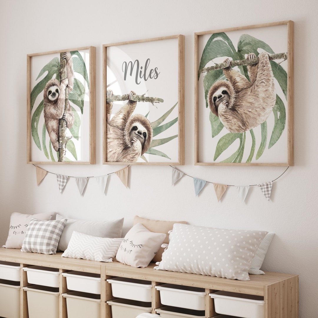 Sloth Nursery Decor, Gender Neutral Sloth Nursery Printable Wall Art ...