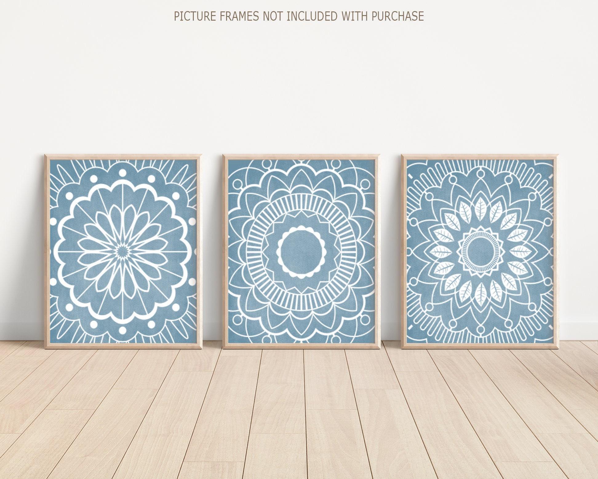 Mandala Wall Art Mandala Art Prints or Canvas Set of 3 Blue Mandala Print Set Farmhouse Bathroom Wall Decor Bedroom Wall Decor Kitchen Etsy Canada