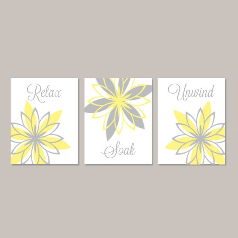 Teal Gray Bathroom Wall Art Bathroom Wall Decor Relax Soak Etsy