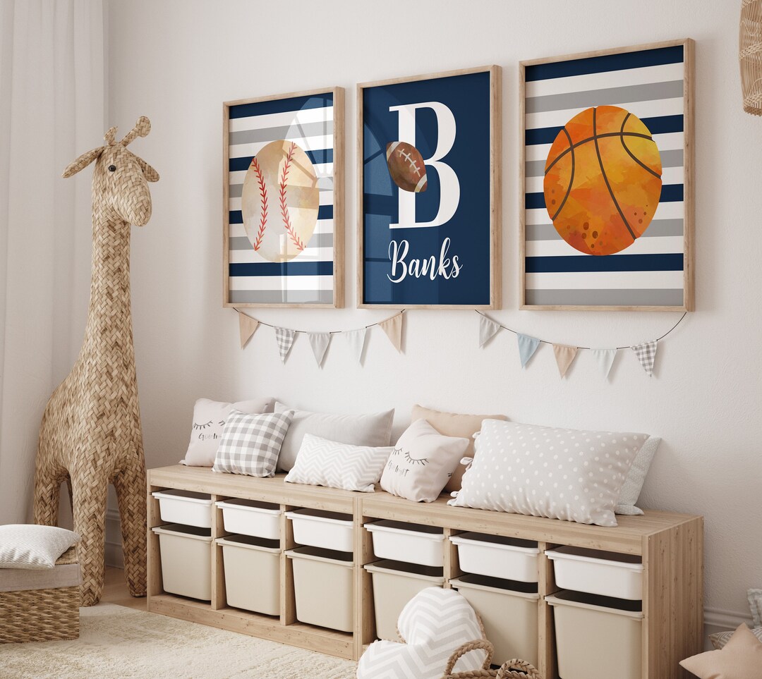 Printable Sports Room Art Sports Wall Prints Customized Kids Etsy