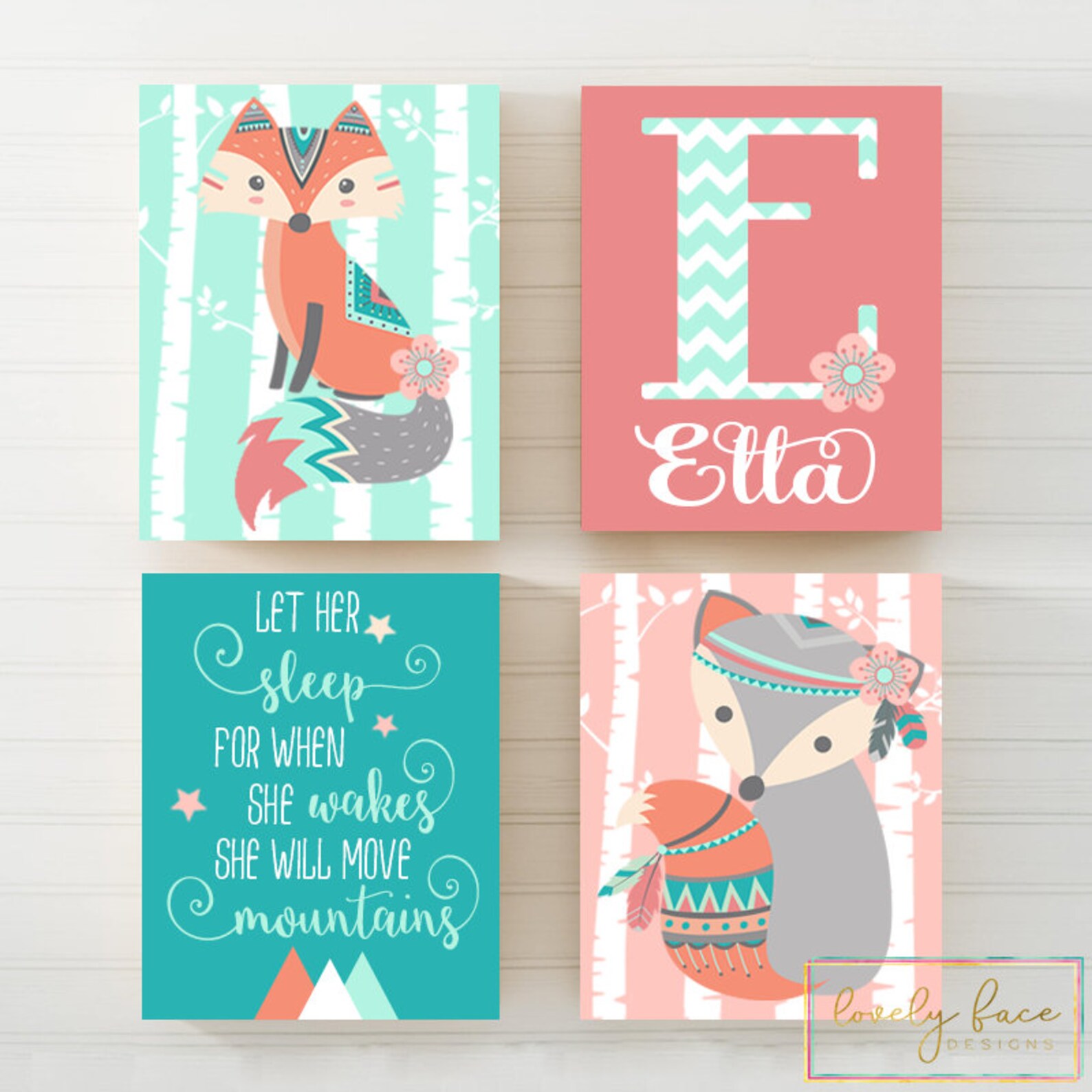 Fox Wall Art Tribal Fox Nursery Art Girl Fox Decor Let Her Etsy