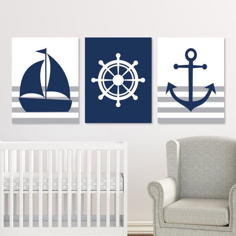 Nautical Nursery Wall Art Nautical Nursery Decor Nautical Etsy