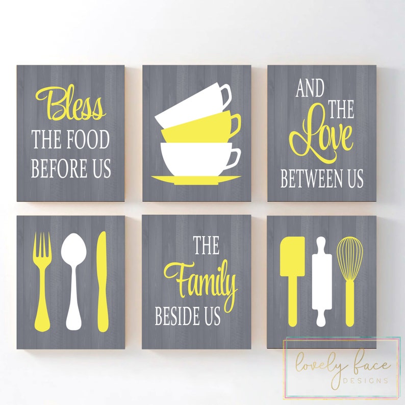 kitchen quote wall art kitchen prints or canvas bless food etsy