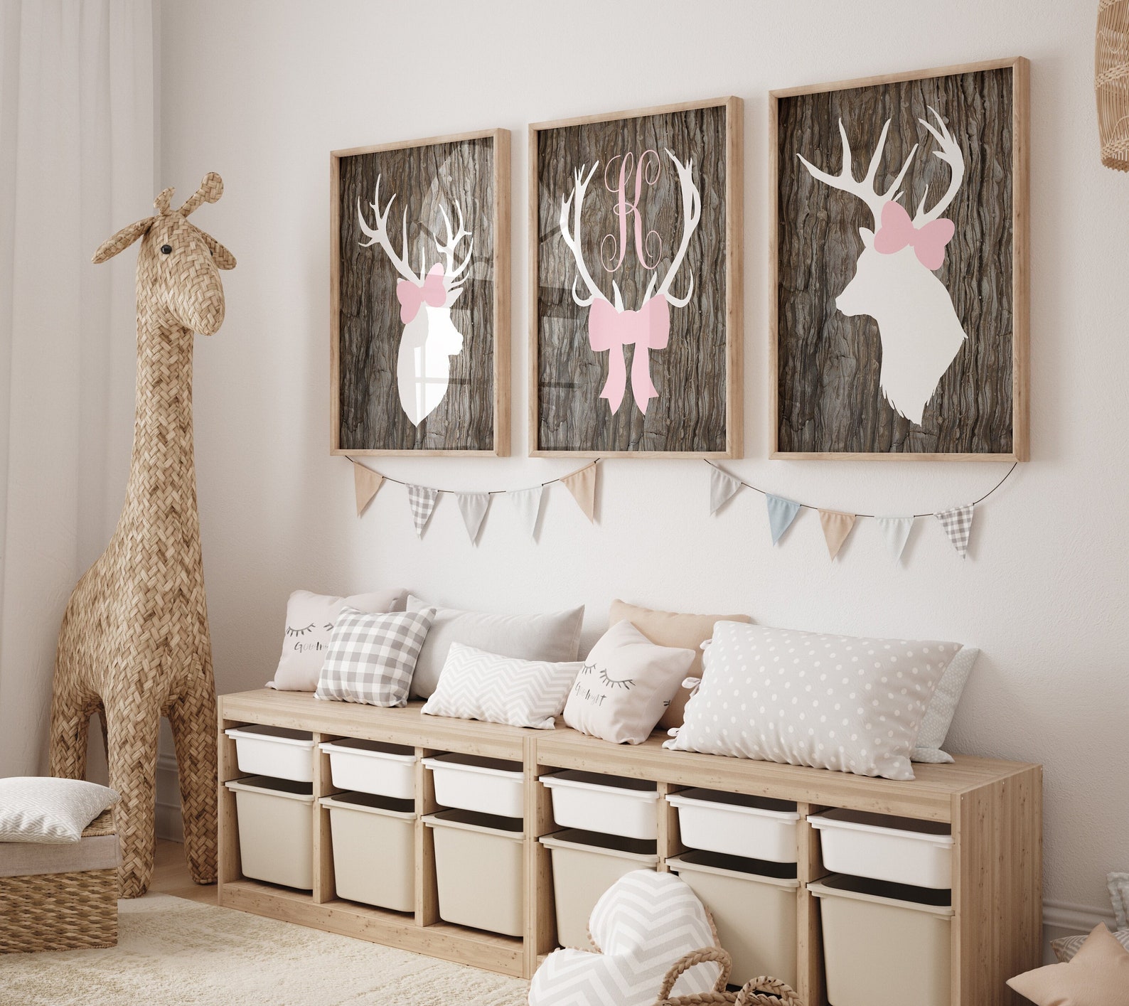 Girl Deer Nursery Decor Girl Deer Wall Art Prints or Canvas Etsy